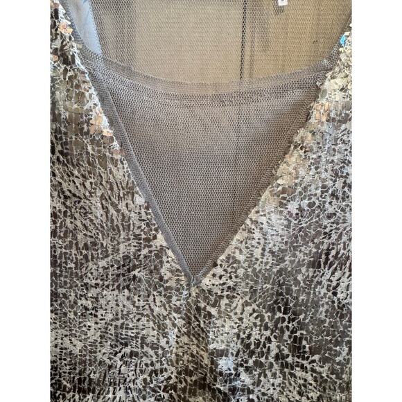 Free People Midnight Dreamer Shattered Glass Mini Dress V-Neck Sheer Back Sz M - Picture 11 of 14